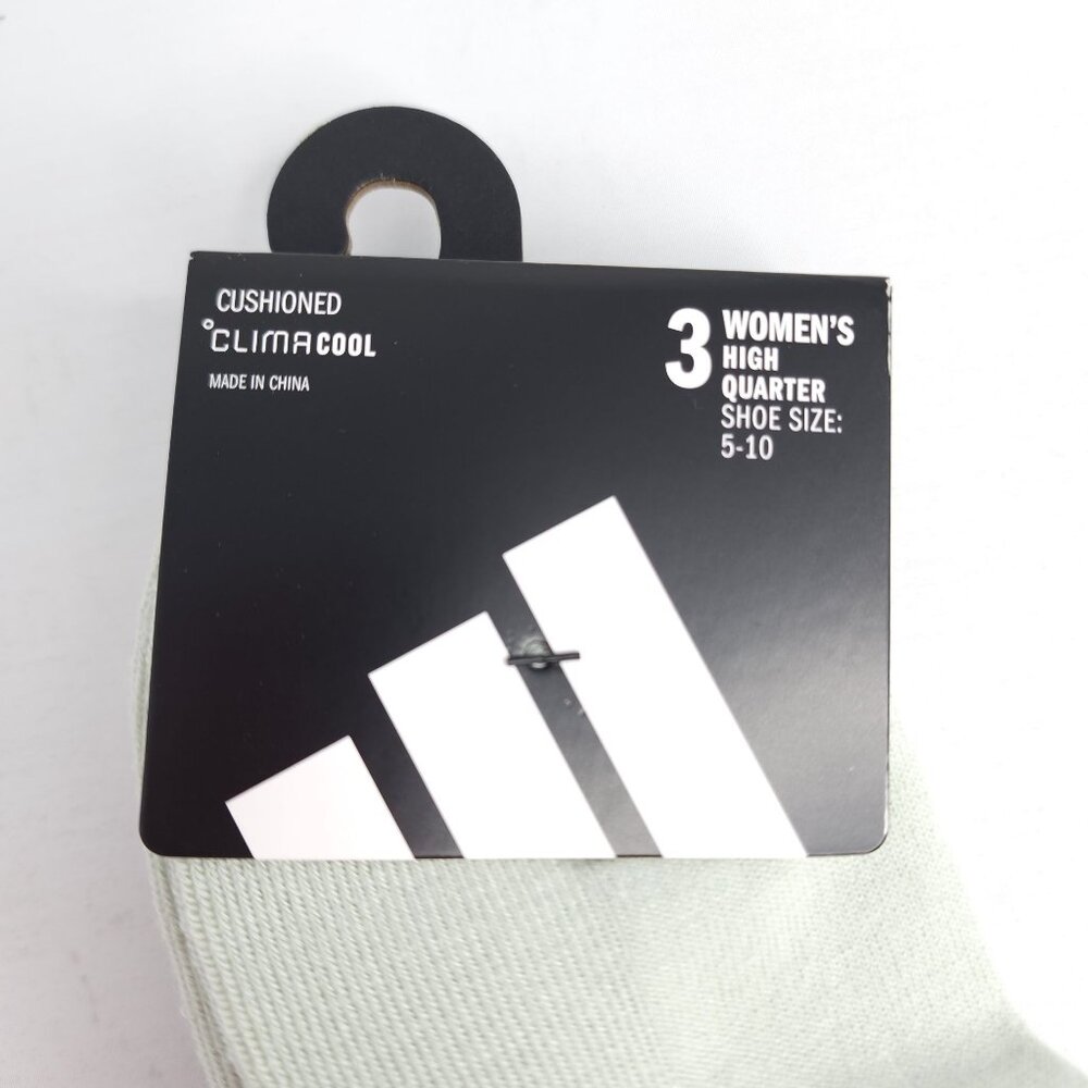 Adidas Womens ClimaCool Cushioned High Quarter Socks 3Pack Size 5-10 Green Beige - Picture 6 of 7